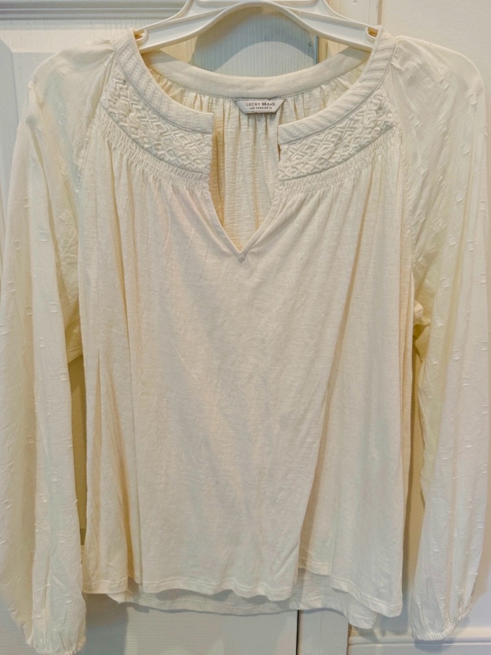 Lucky Brand Embroidered Long-Sleeve Peasant Blouse